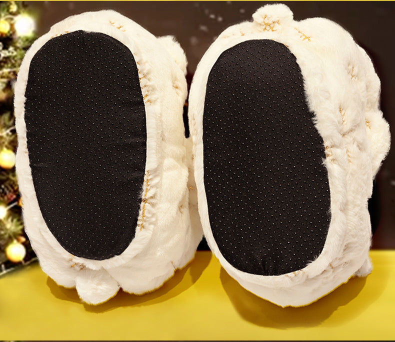 Winter Teddy Bear Plush Slippers