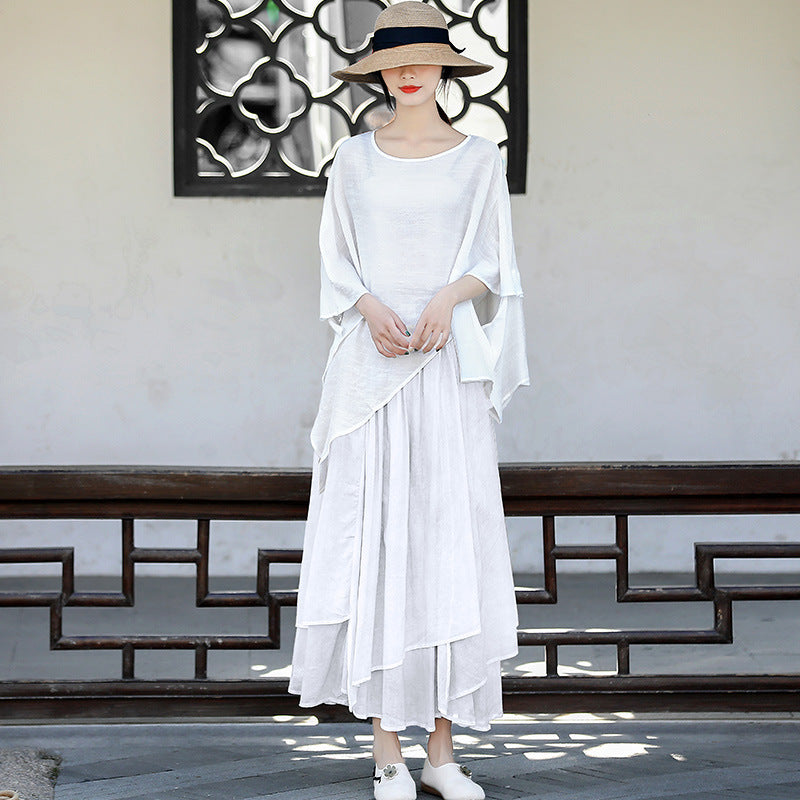 Fairy Line Irregular White Skirts