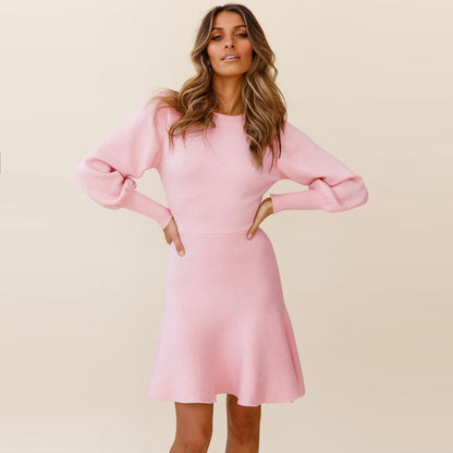 Women Plus Sizes Knitting Winter Dresses-STYLEGOING