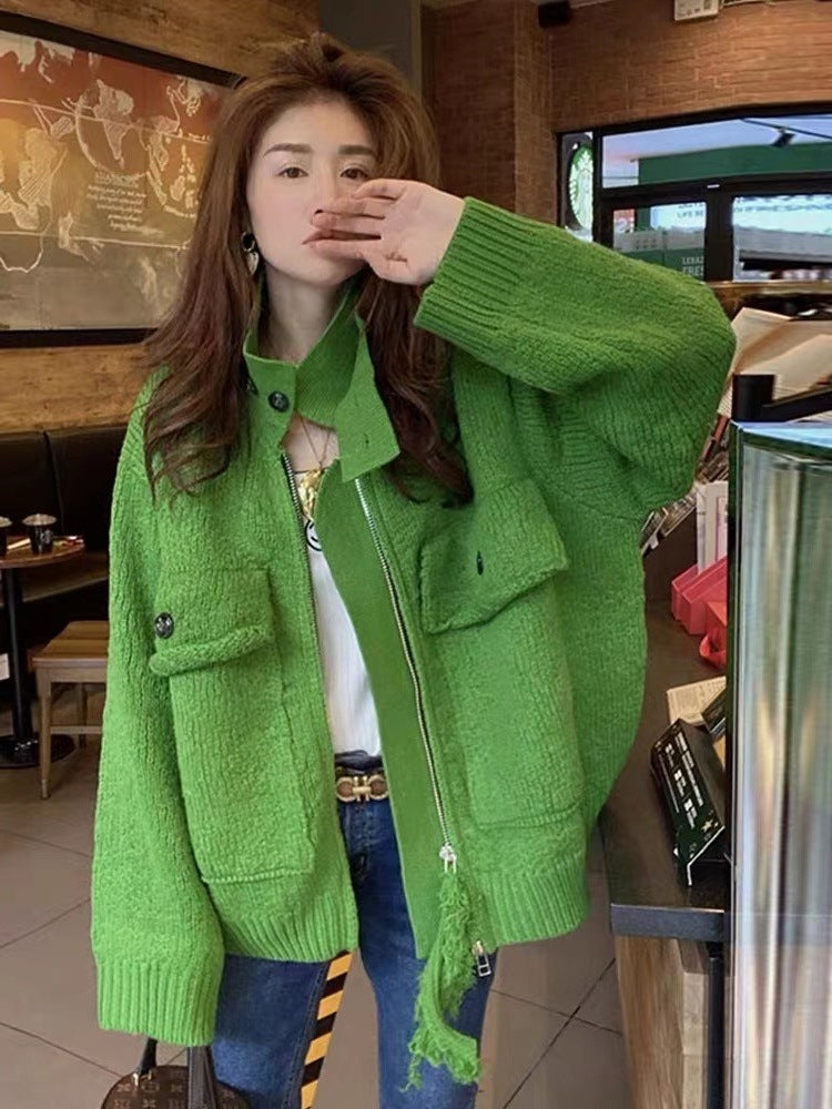 Women Zipper Knitting Cardigan Sweater Coats