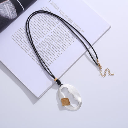 Oval Hollow Out Shape Women Long Sweater Chains