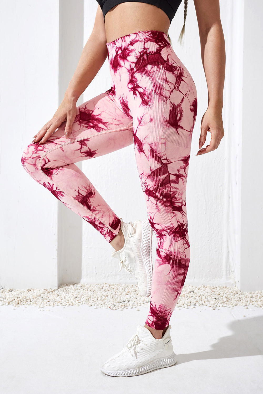 Women High Waist Dyed Yoga Running Leggings