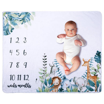 Animal Print Baby Milestone Fleece Blanket--Free Shipping at meselling99