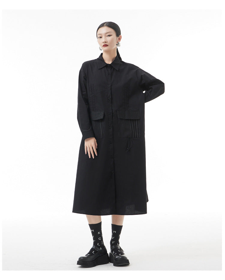 Designed Plus Sizes Long Sleeves Midi Shirts Dresses