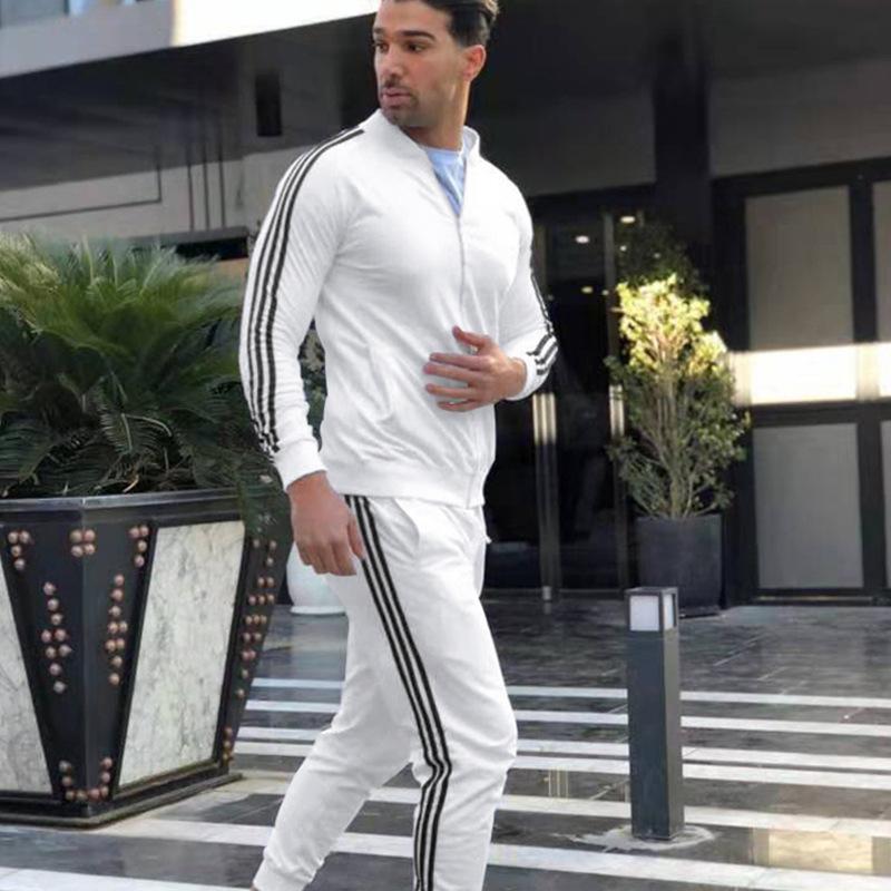 Fall Zipper Casual Men Cardigan Running Suits-STYLEGOING