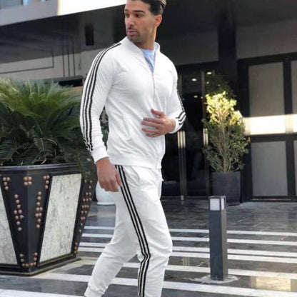 Fall Zipper Casual Men Cardigan Running Suits-STYLEGOING