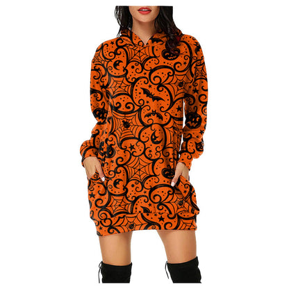 Halloween Pumpkin Design Pullover Hoodies for Women
