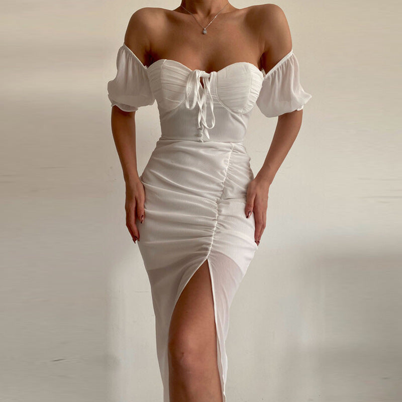 Sexy Off The Shoulder Lace Up Tight Mini Dresses