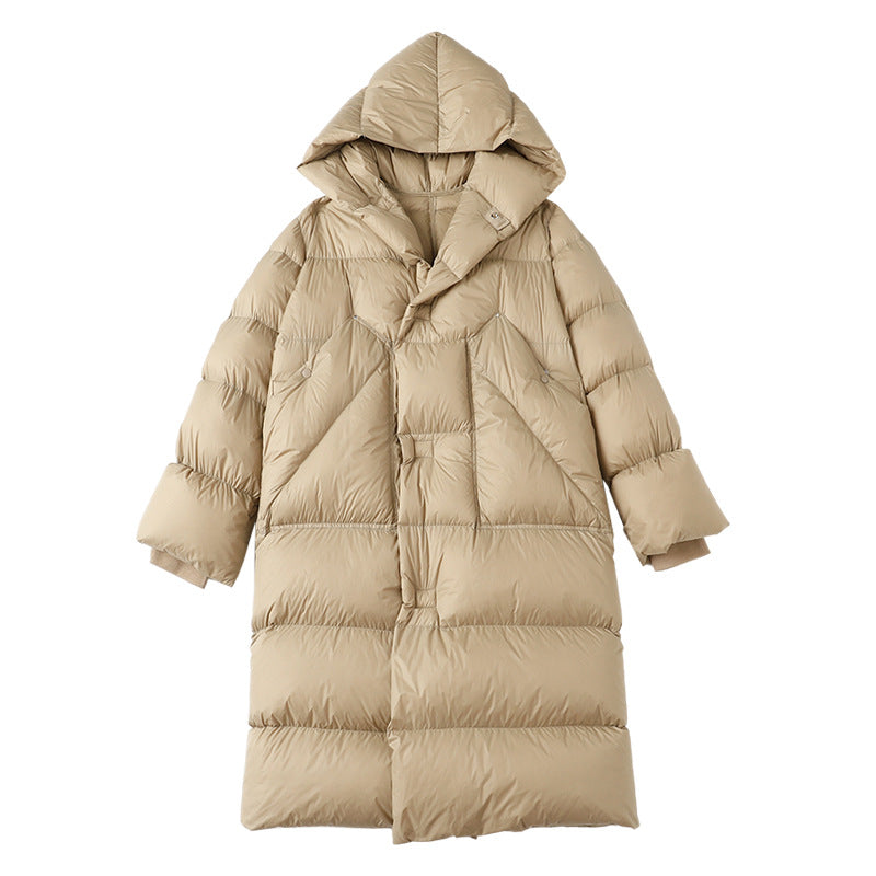 Winter Warm Apricot Down Coats with Hoodies for Women