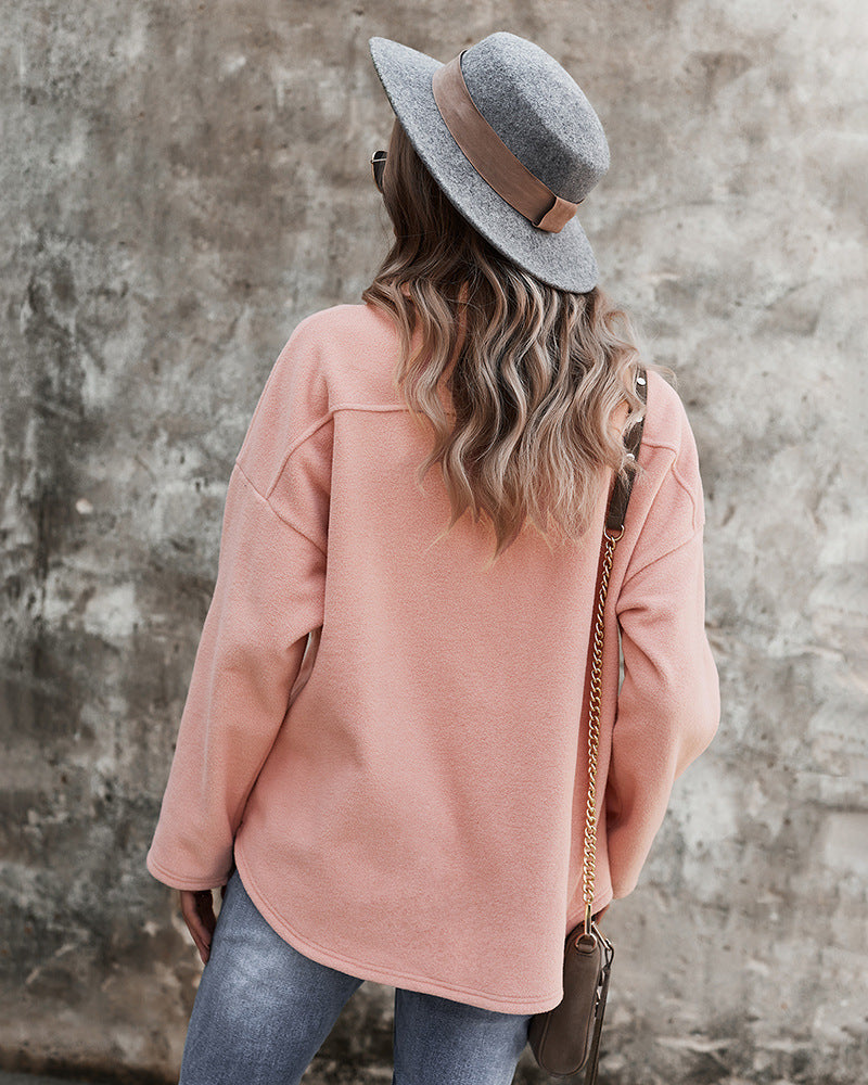 Casual Women Velvet Long Sleeves Overcoats