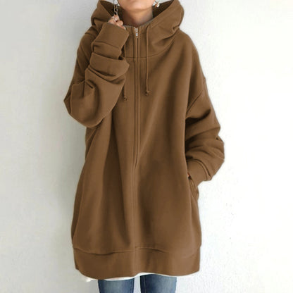 Women Plus Sizes Zipper Velvet Hoodies