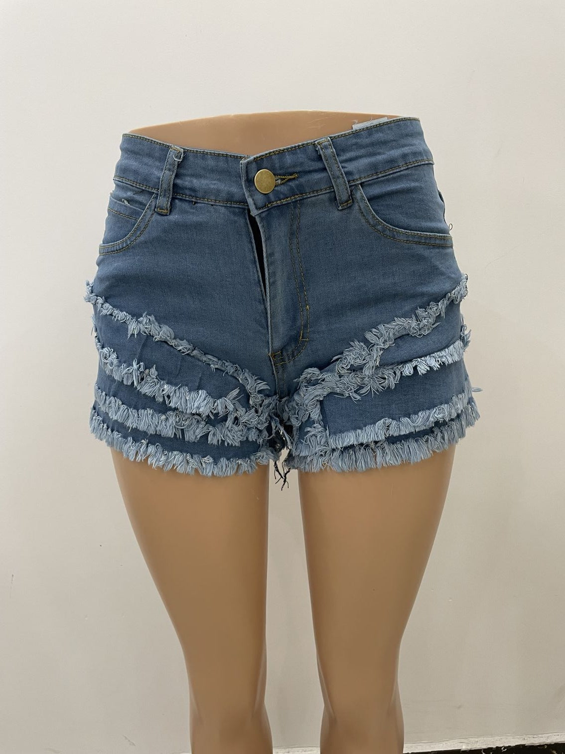 Casual Ruffled Denim Short Trousers for Women