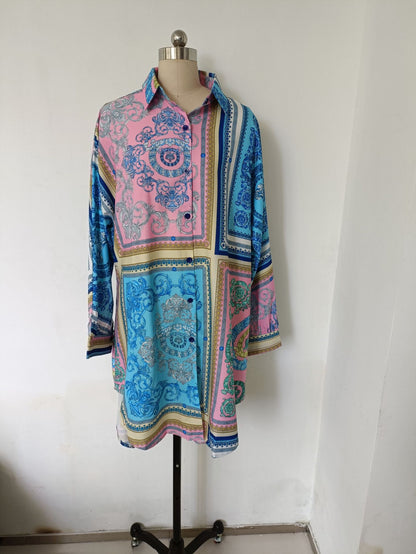Casual Printed Long Women Loose Shirts
