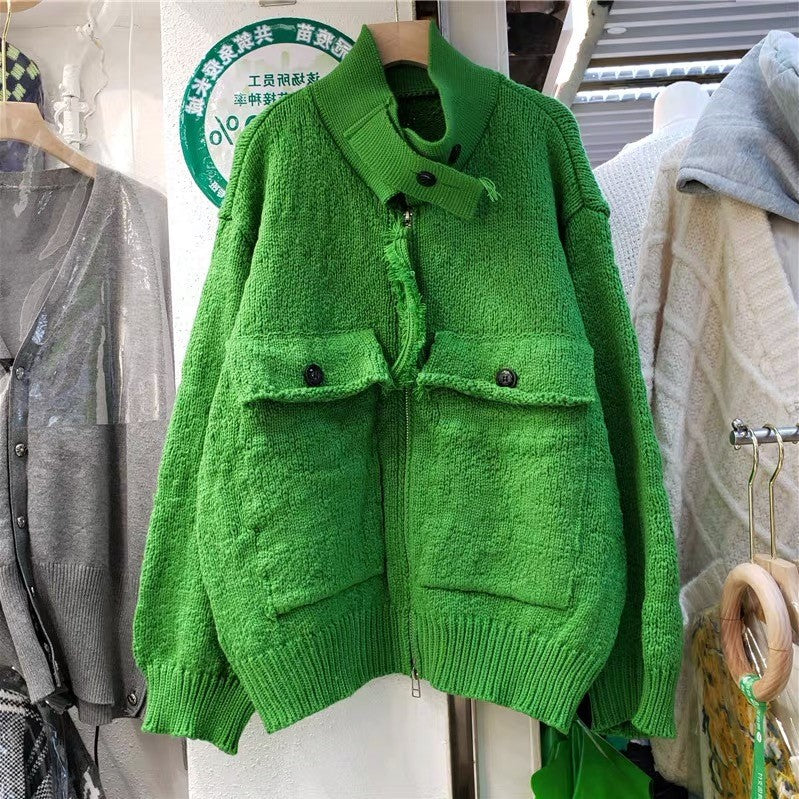 Women Zipper Knitting Cardigan Sweater Coats