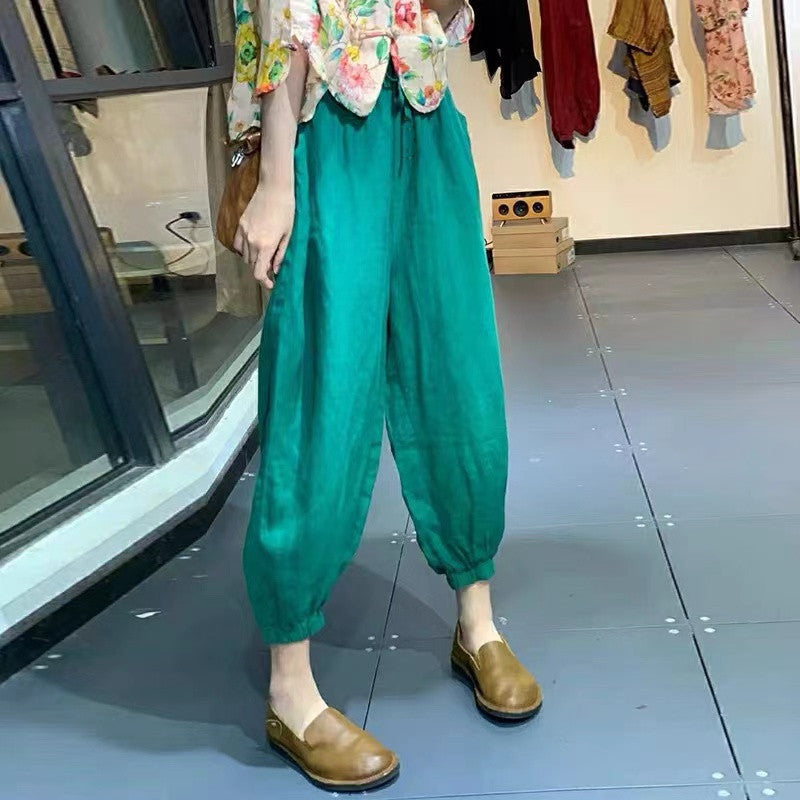 Vintage Linen Plus Sizes Women Harem Pants