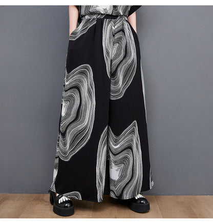 Fashion Chiffon Plus Sizes Shirts & Wide Legs Pants