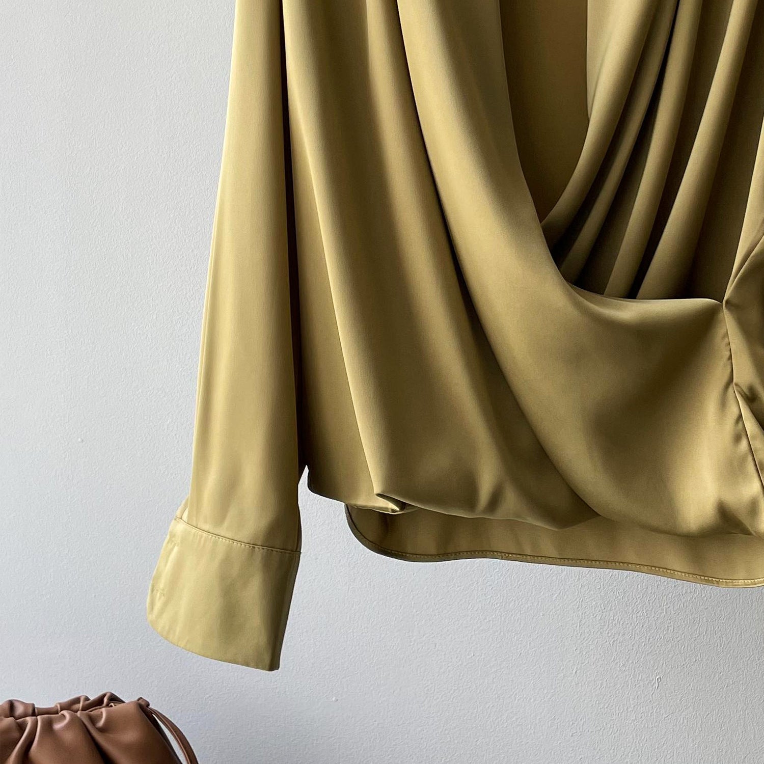 Elegant Satin Long Sleeves Office Lady Shirts