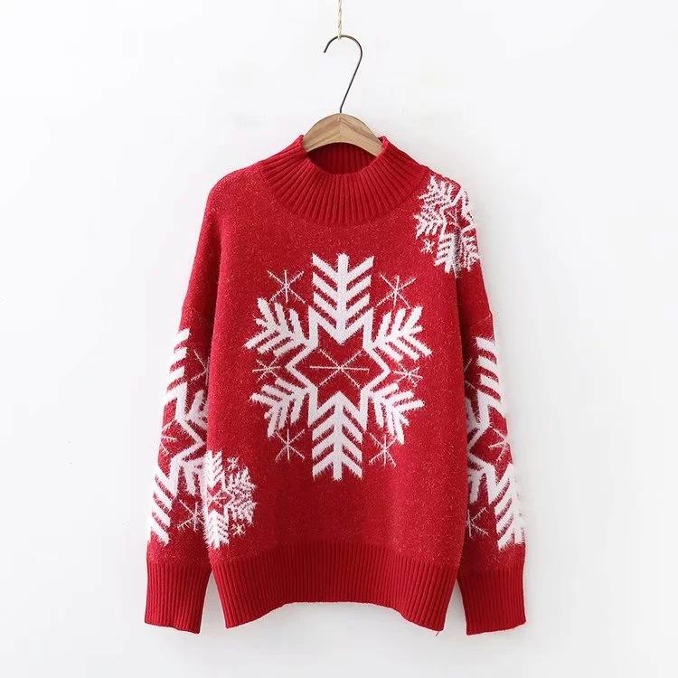 Christmas Snowflake High Neck Knitting Women Sweaters--Free Shipping at meselling99