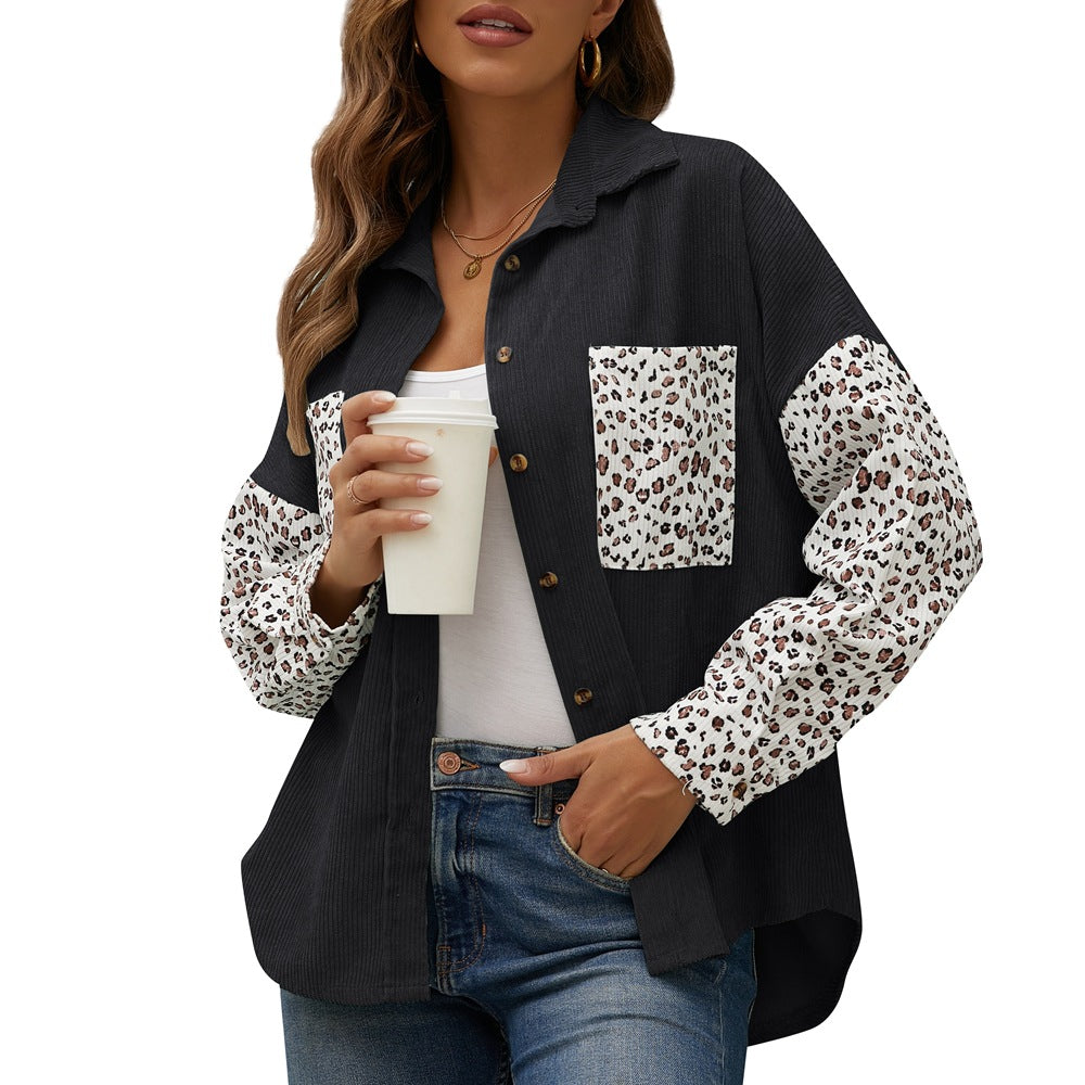 Casual Leopard Design Women Long Sleeves Shirts