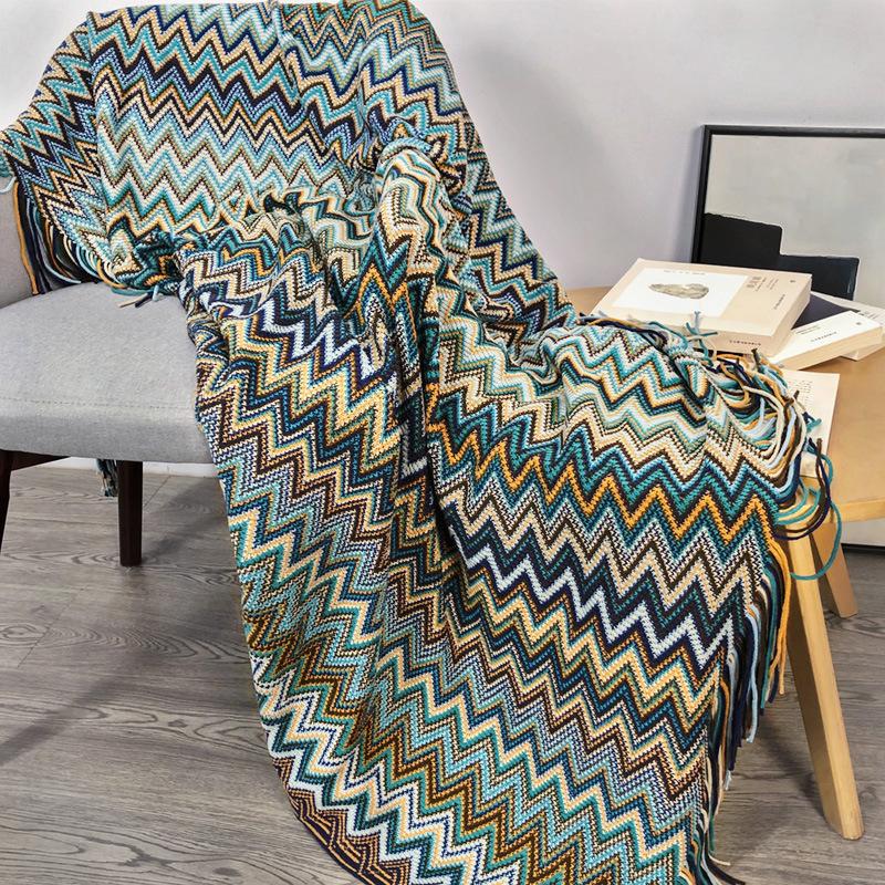 Summer Bohemian Knitting Blanket--Free Shipping at meselling99