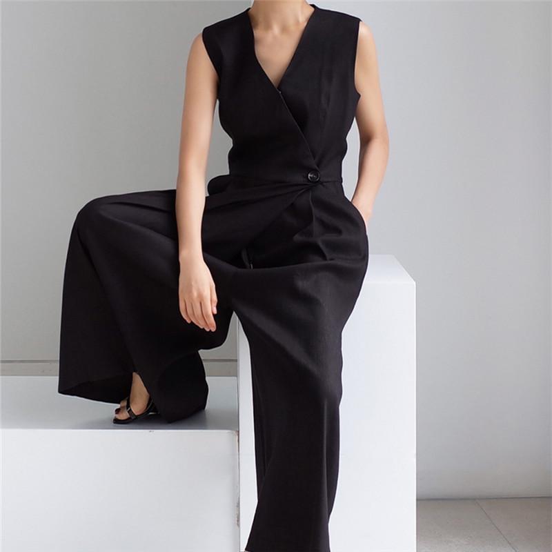 Women High Waist Casual Sleeveless Jumpsuits-STYLEGOING
