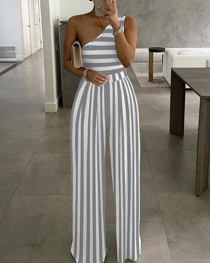 Simple One Shoulder Cozy Jumpsuits-STYLEGOING