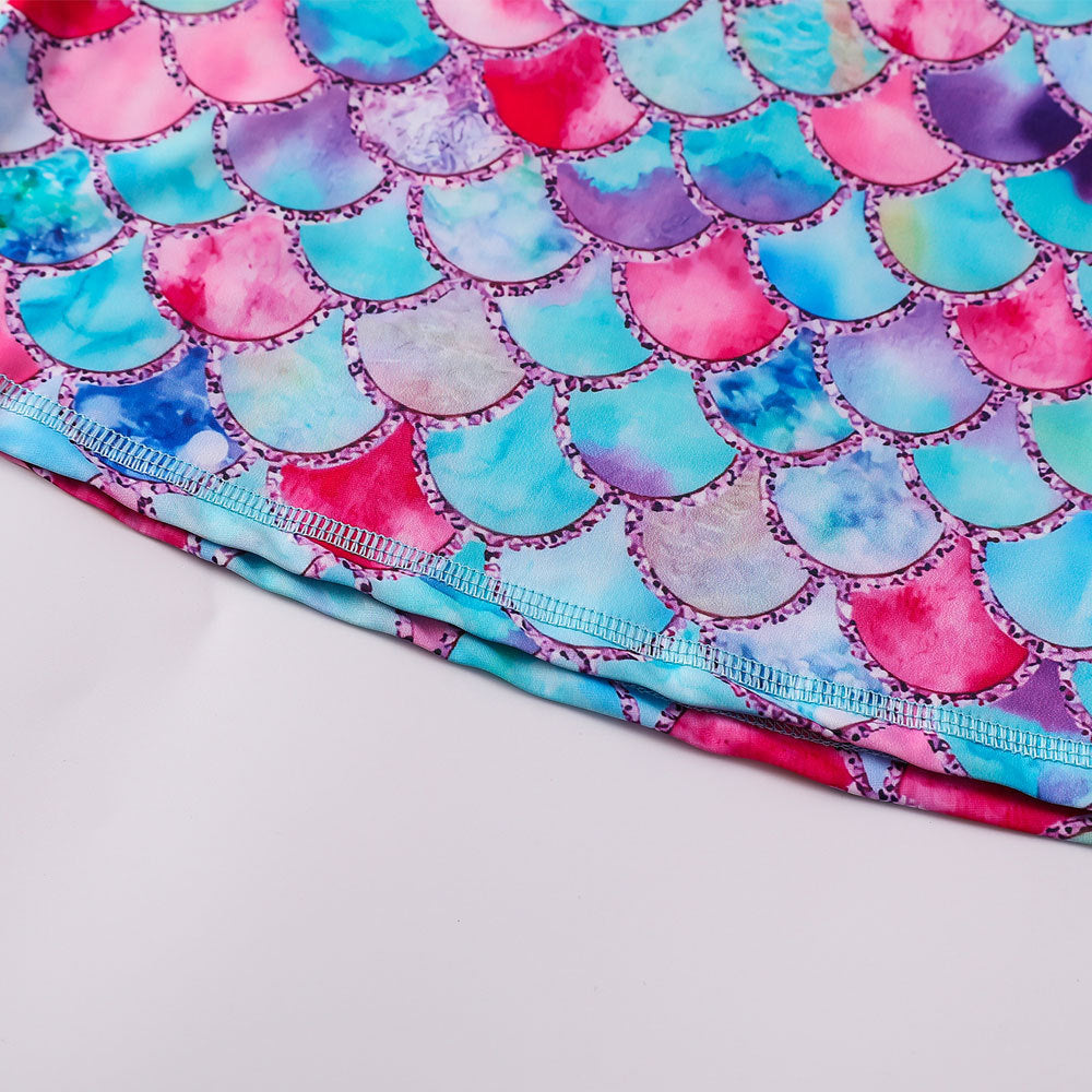 3D Fish Scale Design Two Pieces Swimsuits for Girls