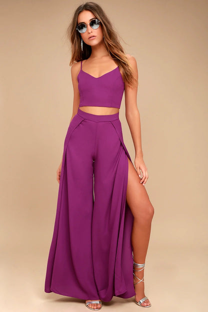 Sexy Women Summer High Waist Tops and Wide Leg Pants