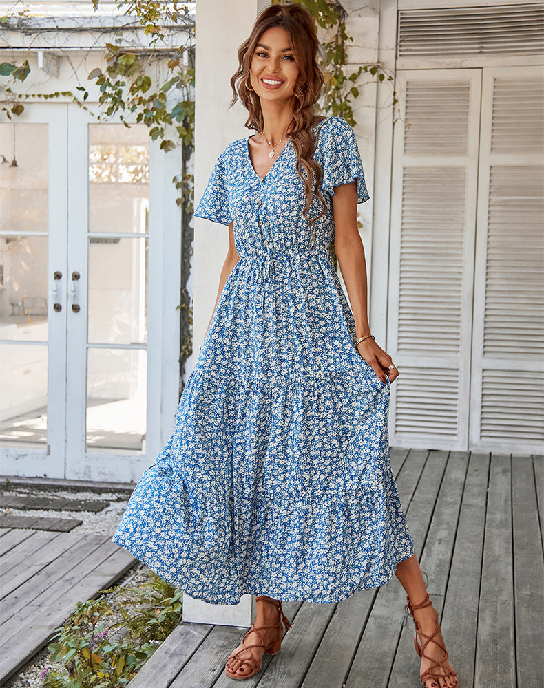 Summer Drawstring Holiday Dresses for Women