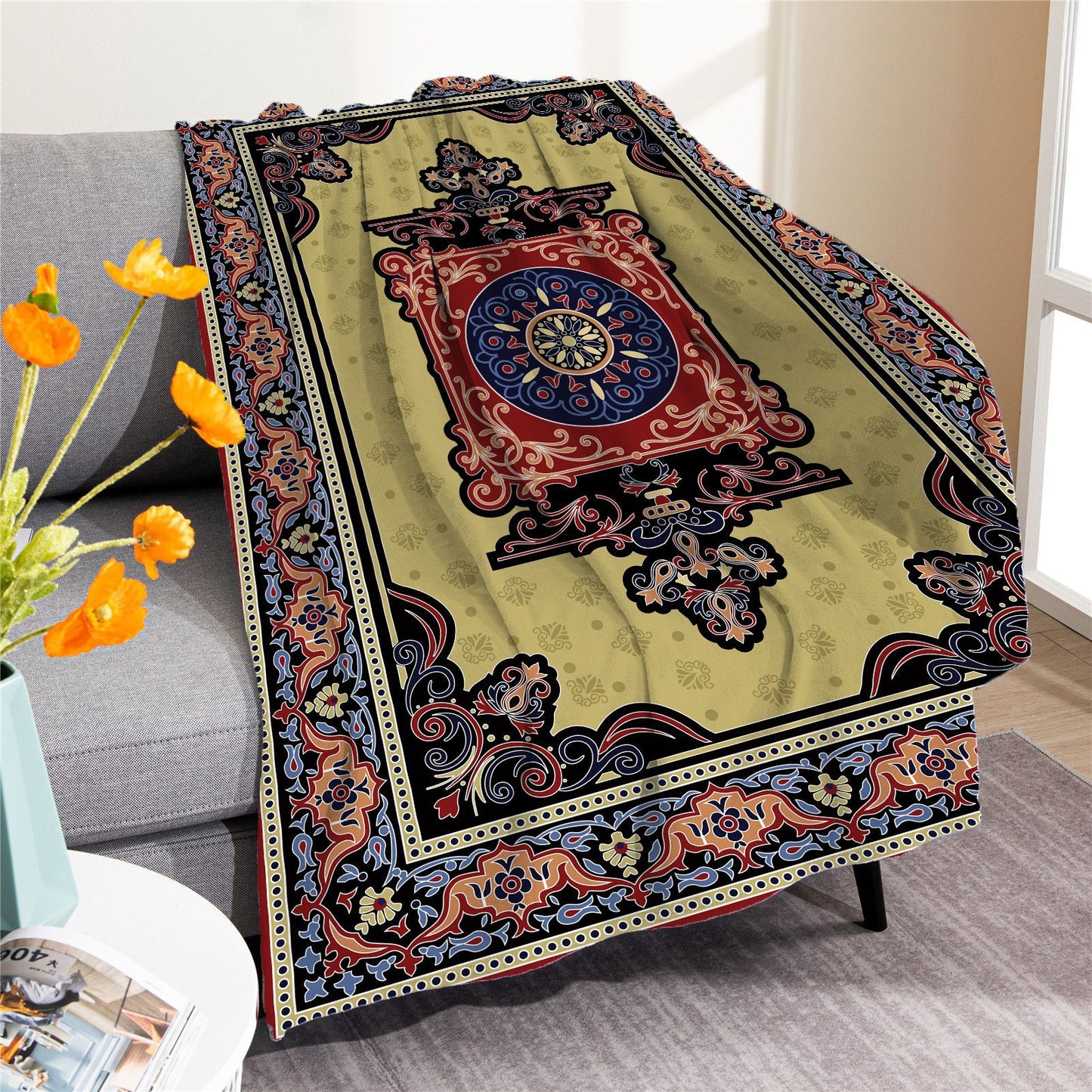 Vintage Boho Fleece Throw Blankets