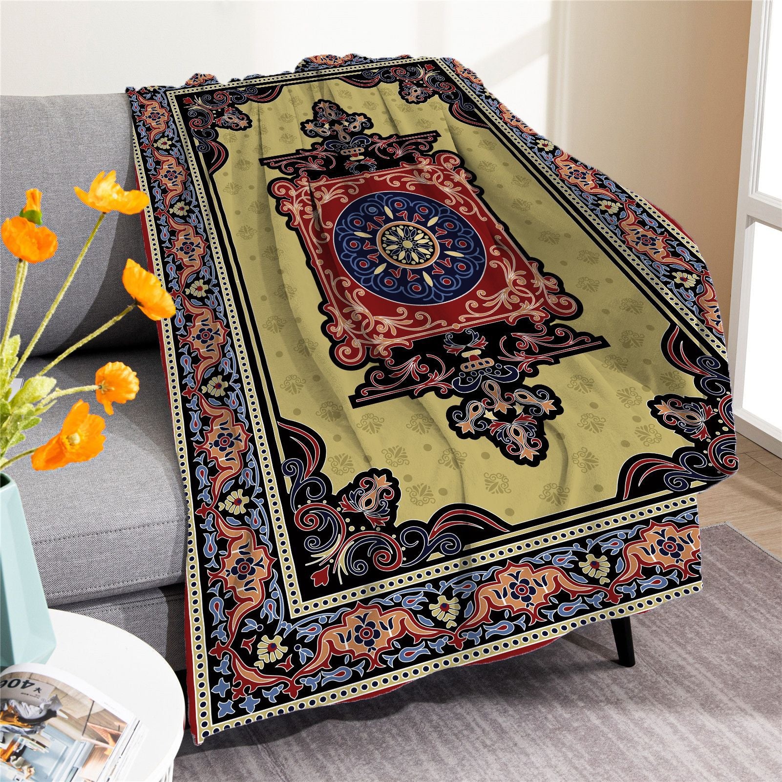 Vintage Boho Fleece Throw Blankets