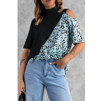 Casual Leopard Print Short Sleeves T Shirts for Women