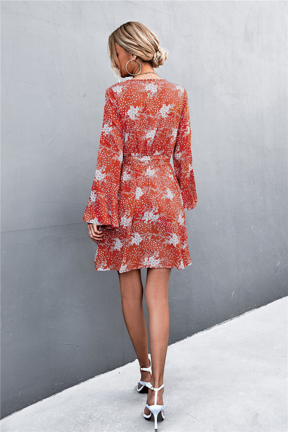 Casual Trumpet Sleeves Bangdage Dresses