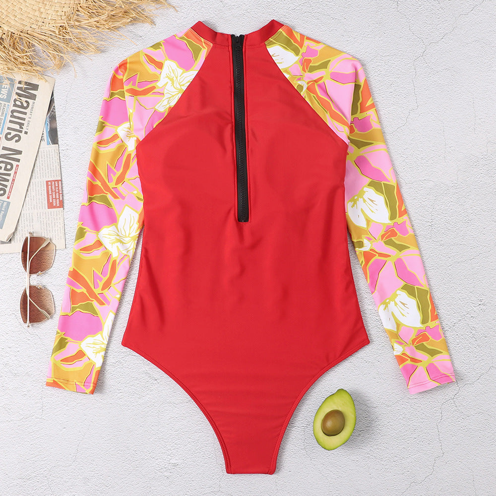 Red Long Sleeves Bikini Wet Suits for Women