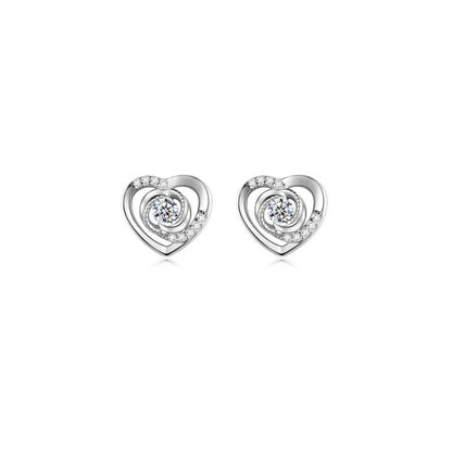 Cute Heart Shape Sterling Sliver Earring Studs