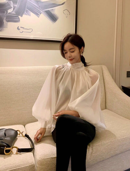 Elegant High Neck Designed Women Top Shirts