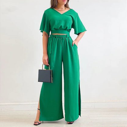 Casual Summer Wide Legs Women Suits