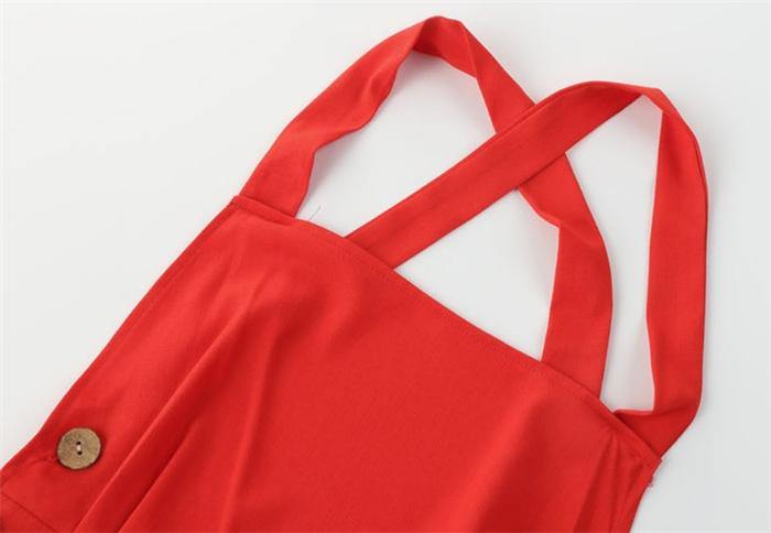 Red Women Strps Midi Length Dresses-STYLEGOING