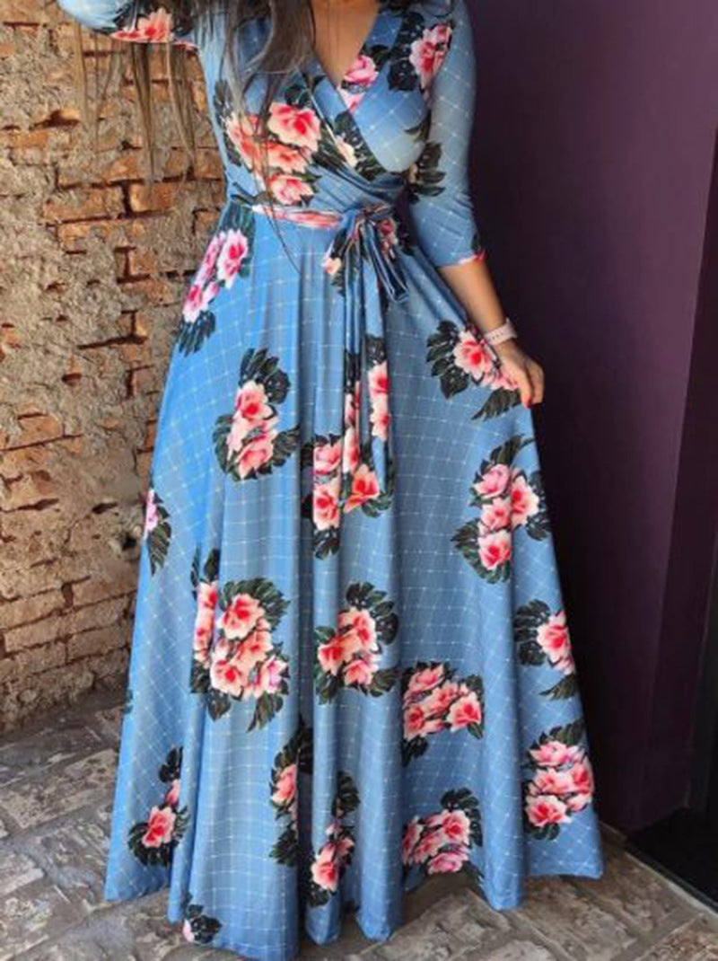 Plus Sizes Floral Women Autumn Party Dresses