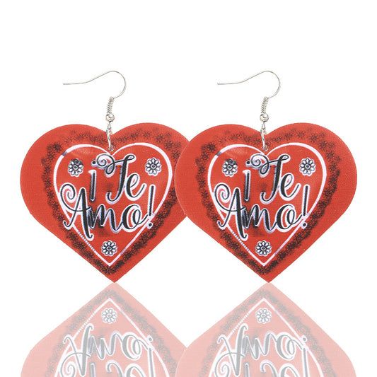 3pcs/Set Pu Leather Sweetheart Design Pink Earrings for Women