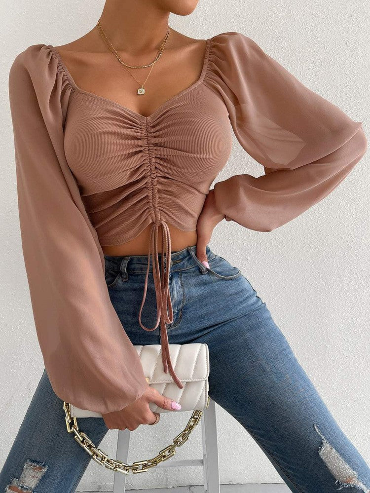 Sexy Long Sleeves Summer Short Blouses