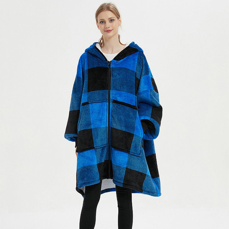 Warm Thick Plus Sizes Wearable Fleece Throw Blanket for Couple