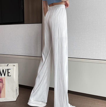 Casual Water Ripple High Waist Summer Pants for Women