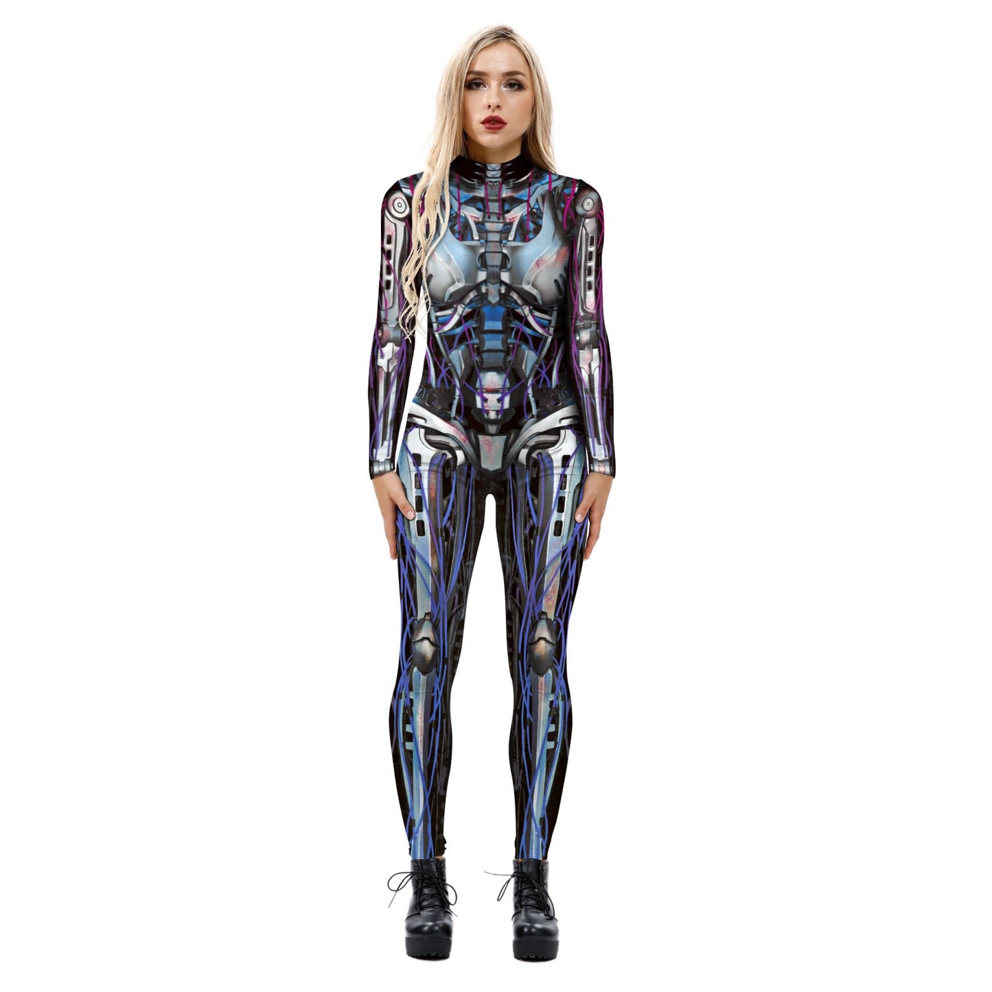Halloween Skeleton Print Long Sleeves Slim Jumpsuits Cosplay