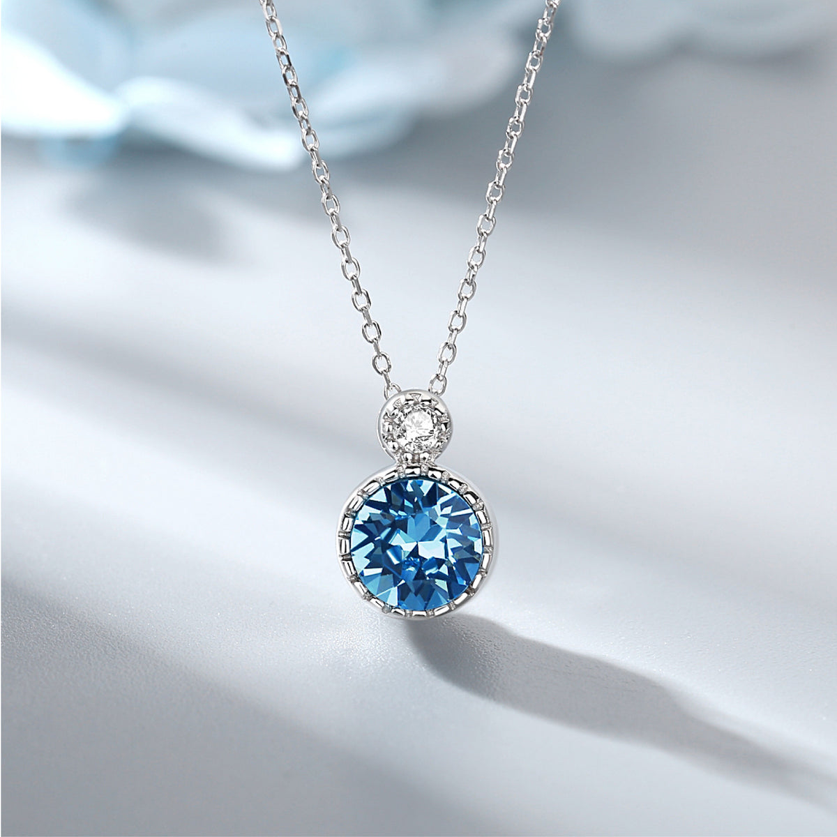 Romantic Crystal Sterling Silver Necklace for Women