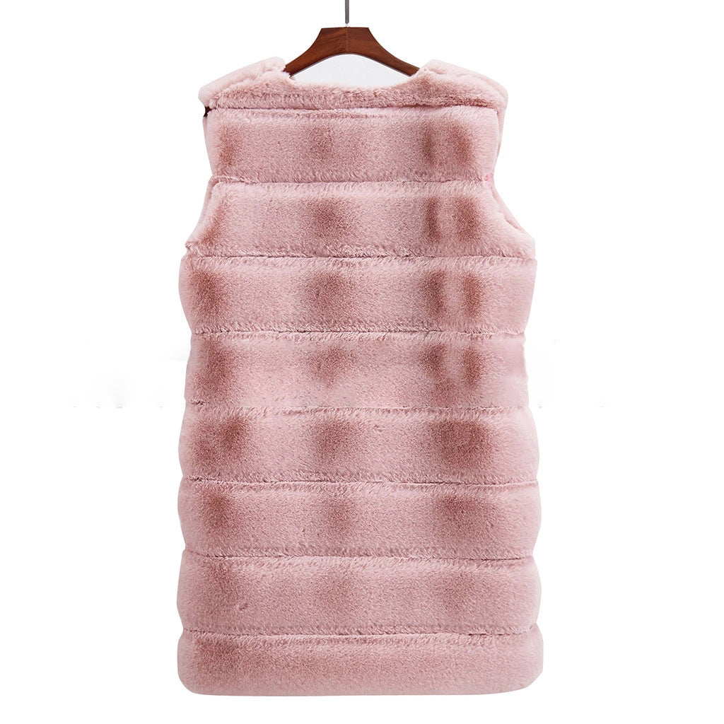 Artificial Fur Warm Winter Long Vest for Women