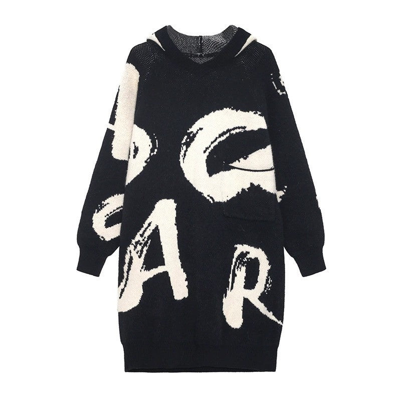 Cozy Letter Print Long Knitting Dresses