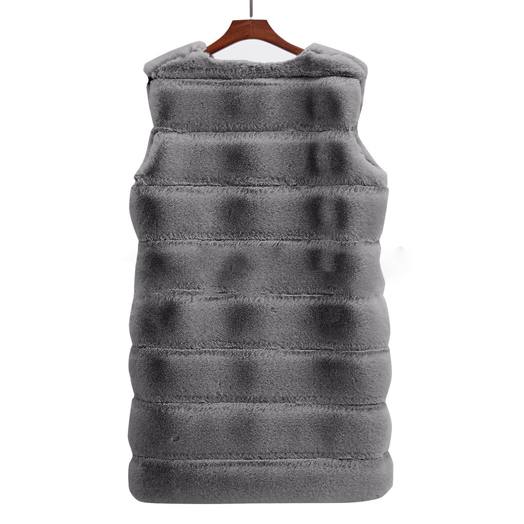 Artificial Fur Warm Winter Long Vest for Women