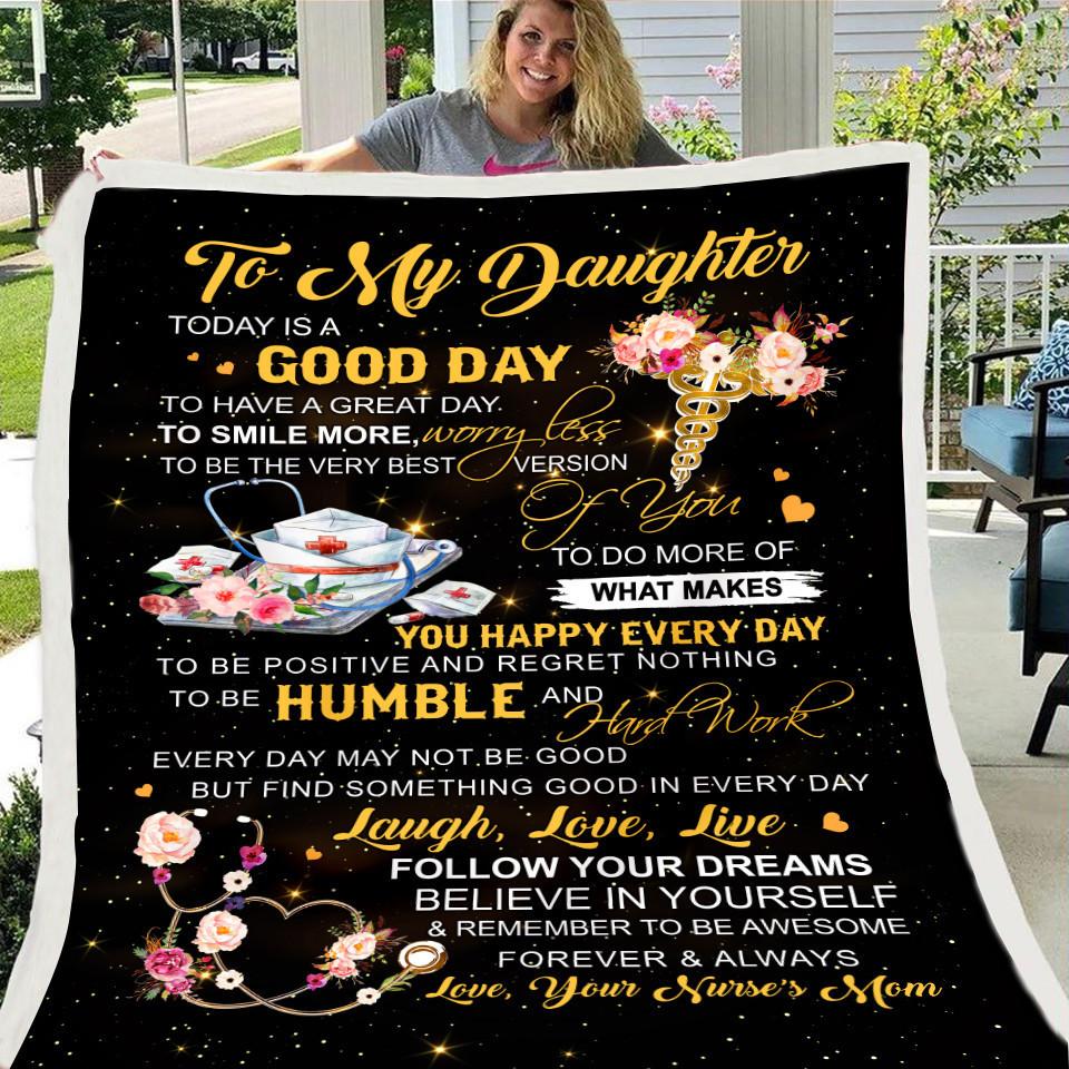 Mom to Daughter Black Unicorn Print Fleece Soft Blanket--Free Shipping at meselling99