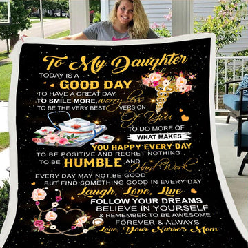 Mom to Daughter Black Unicorn Print Fleece Soft Blanket--Free Shipping at meselling99